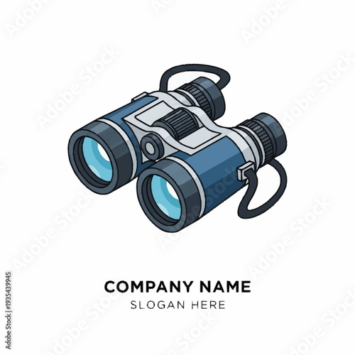 Blue Binoculars with Black Straps and Lenses.