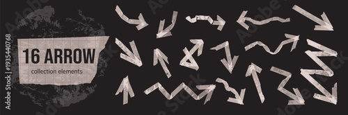 Arrow symbol scotch with tape paper sticker and label adhesive torn.