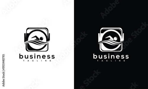 Professional Swimmer Logo Design for Aquatic Sport Fitness Club  Coaching Business.