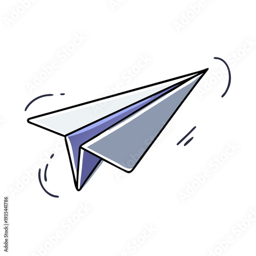 Paper airplane flying swiftly in a minimalist style  