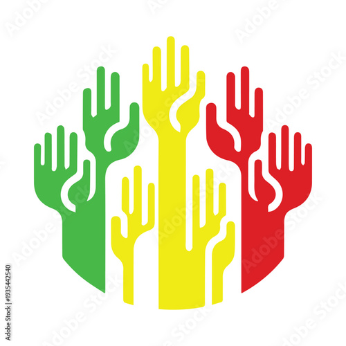 Raised Hands Silhouette Icons – Diverse Gesture Vector Collection