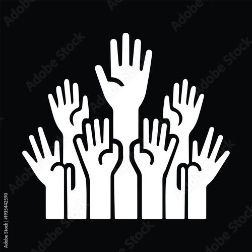 Raised Hands Silhouette Icons – Diverse Gesture Vector Collection
