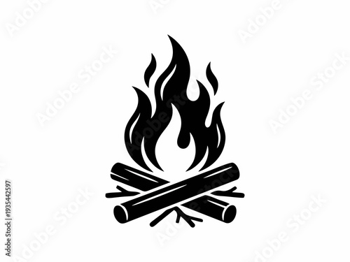 Campfire with Logs Silhouette Icon Design