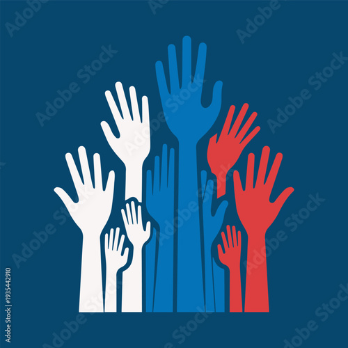 Colorful Raised Hands Illustration – Crowd Gesture Vector Set