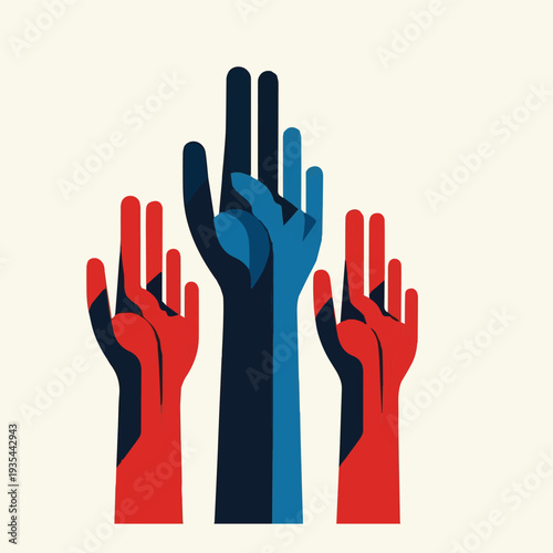 Colorful Raised Hands Illustration – Crowd Gesture Vector Set
