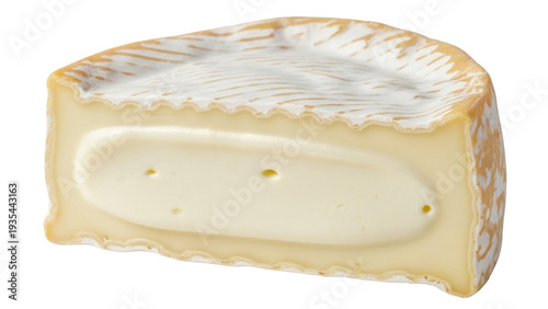 Bild auf Leinwand Isolated Coulommiers cheese wedge section, soft ripened French Brie, delicious g