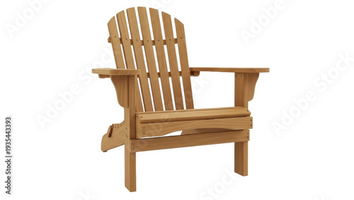 Photography Isolated outdoor cedar wood Adirondack chair, leisure furniture for deck or pati