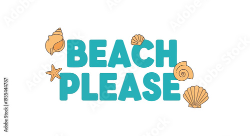 Beach typography vector with seashells