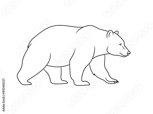 A black line drawing of a walking polar bear