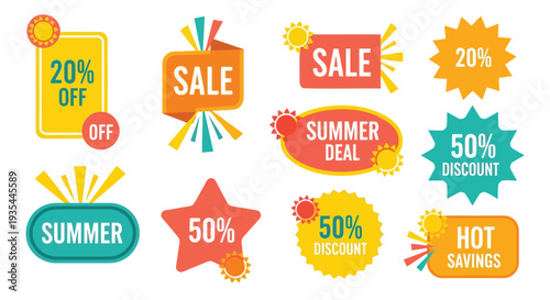 Set of 12 summer sale vector icons