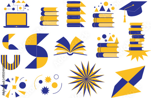 Creative collection of educational and knowledge-themed icons and symbols