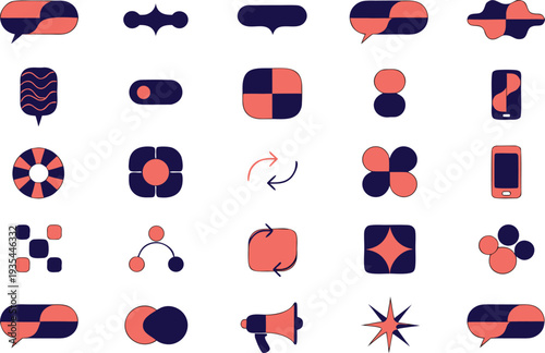 Creative collection of stylized speech bubbles and abstract chat icons