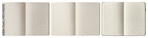 PNG Three open notebooks with grids on transparent background