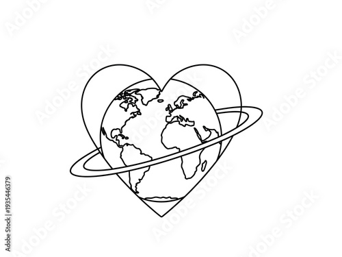 Heart shaped earth with ring