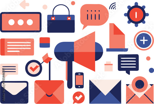 Creative illustration of modern communication and marketing concepts