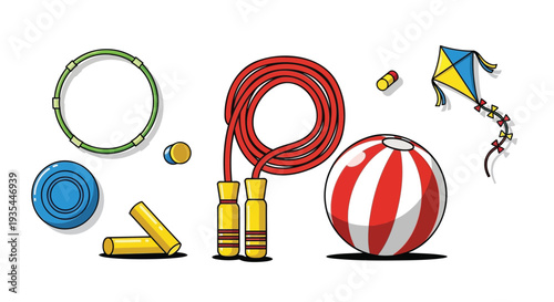 Set of 6 summer toys vector