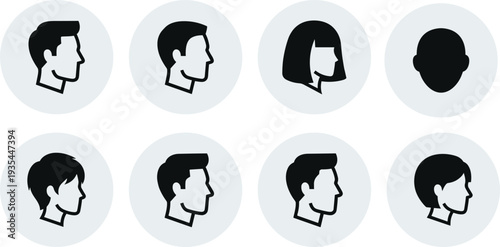 user avatar profile icon set, male and female face avatars, default account pictures collection, social media profile icons