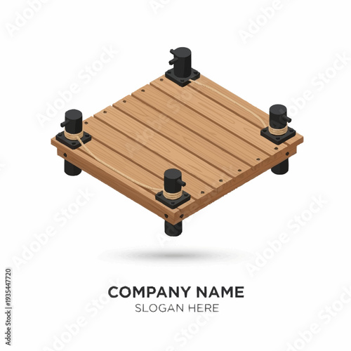 Wooden Pallet with Black Metal Feet.