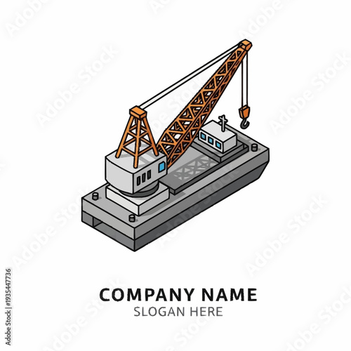 Crane Ship Illustration with Placeholder Text.