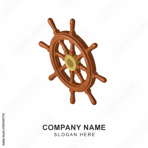 Vintage Wooden Ship Wheel Closeup View.