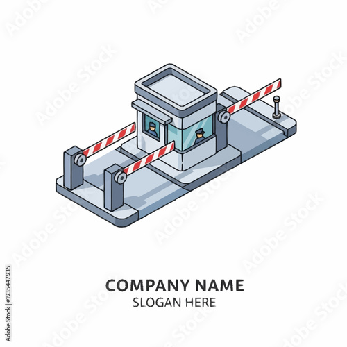 Security Booth with Barrier and Gatehouse.