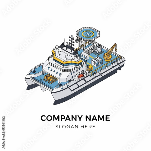 Illustration of Offshore Supply Vessel Ship.