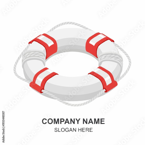 White Life Preserver with Red Handles.