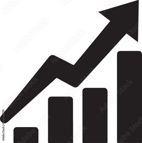 Graphic representation of upward growth and increasing progress in a business or financial context