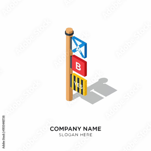 Colorful Signpost with Multiple Directional Signs.