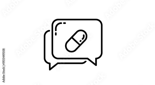 Medical Chat Bubble Icon with Capsule for Health Consultation and Telemedicine