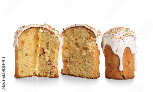 Sweet Easter cakes on white...