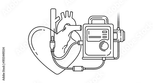 Medical Heart Pump Icon: Artificial Heart Device for Life Support