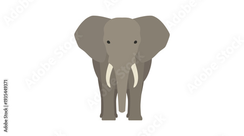 Vector illustration of an elephant standing in a wildlife sanctuary entrance viewed from the front in a flat design style