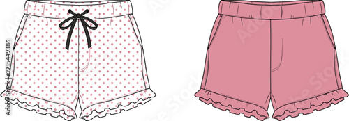 Technical fashion illustration of sleeveless floral dress featuring fitted bodice, cinched waistline, tiered flared skirt, and botanical pattern with large white flowers on muted green background