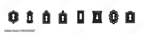 Vintage keyhole shapes black silhouette retro style design elements set vector illustration