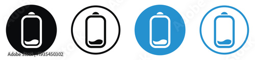 Mobile screen showing low battery level with an exclamation mark. Vector icon set for critical power status, charging reminders, and energy depletion notifications on devices.