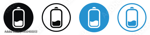 Mobile screen showing low battery level with an exclamation mark. Vector icon set for critical power status, charging reminders, and energy depletion notifications on devices.