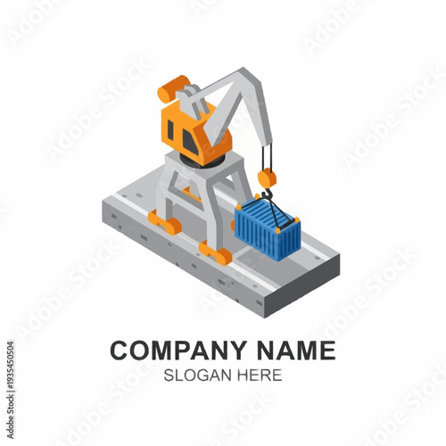Isometric Crane Lifting Container.