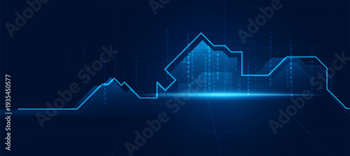 Abstract Futuristic Finance Graph With Stock Market Data Analytics and Investment Concept