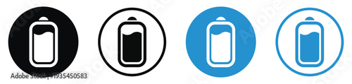 Mobile screen showing low battery level with an exclamation mark. Vector icon set for critical power status, charging reminders, and energy depletion notifications on devices.
