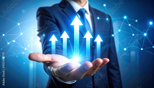 Business Growth from Network Data Businessperson with Arrows and Structure