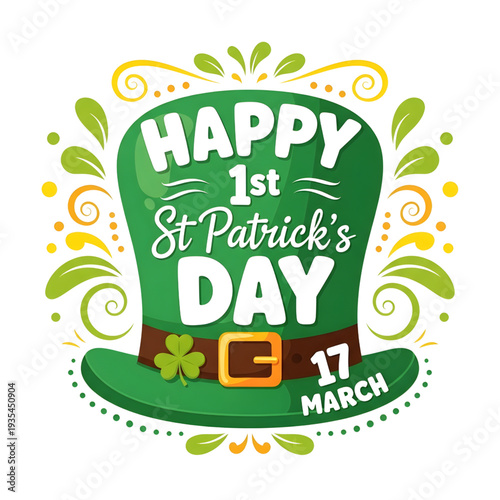 Celebrate St Patrick's Day with festive green top hat and shamrock