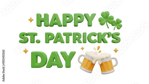 Happy St. Patrick's Day celebration with beer and shamrocks