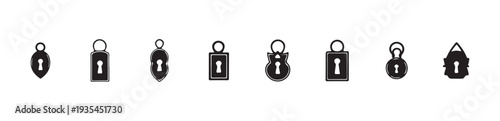 Antique keyhole covers and decorative door lock plates collection isolated on white vector icons