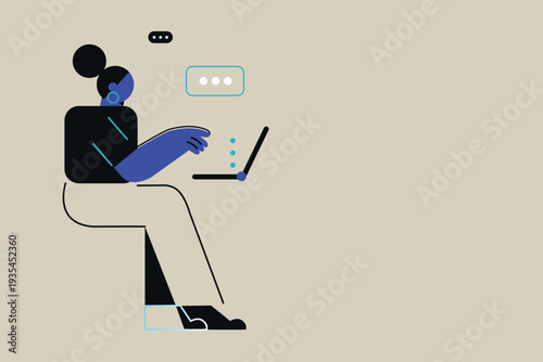 Art & Illustration Person Using Smartphone with Social Media Notifications