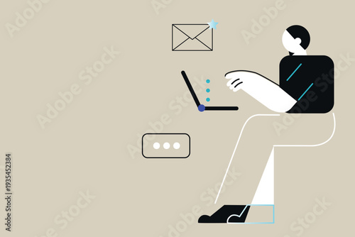 Art & Illustration Person Using Smartphone with Social Media Notifications