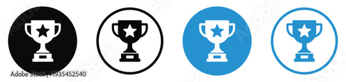 Trophy cup icon with a star in the center, symbolizing victory, excellence, or winning a competition. Clean vector design for business milestones or gamification award badges.