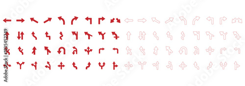 three way directional arrow choices option icon. road traffic direction arrow. alternate Route signs. vector illustration on transparent background.