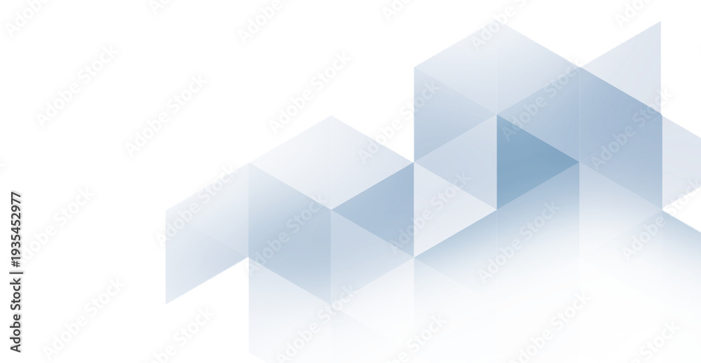 Obraz premium Elegant light blue geometric background featuring translucent overlapping diamond shapes and triangles for professional corporate identity and modern minimalist web design.