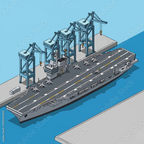 Isometric Illustration of Container Shipping Terminal.